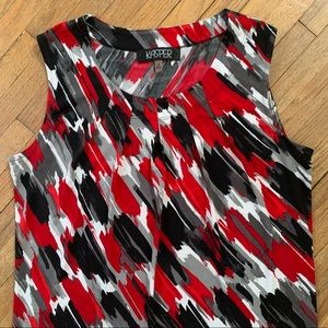 Red/Black/White/Gray Sleeveless Top